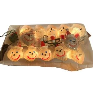 Vtg Jack in the Box Santa Jack Head Christmas String Light Set + Two Ornaments